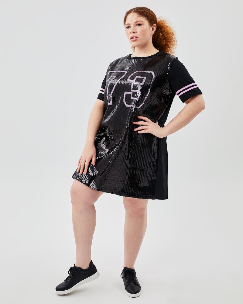 Kailani Plus Size T Shirt Dress Black Lilac